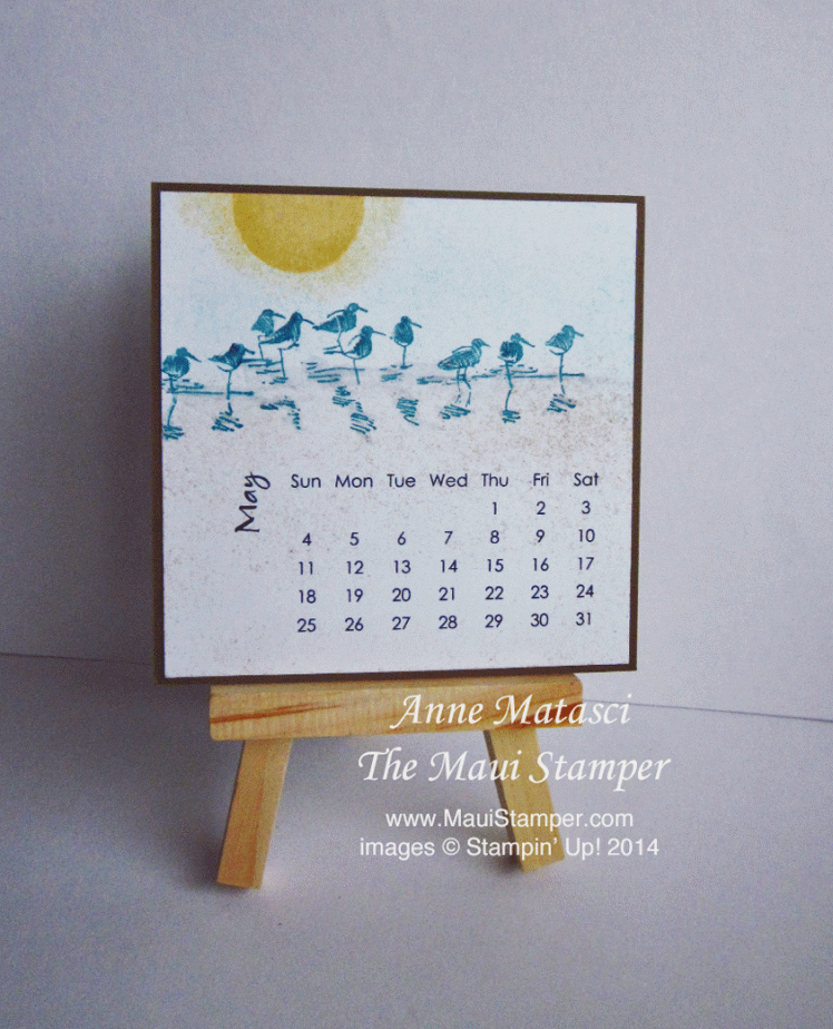 Maui Stamper 2014 Easel Calendar May Shorebirds