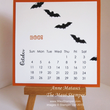 Maui Stamper 2015 Easel DIY Calendar October