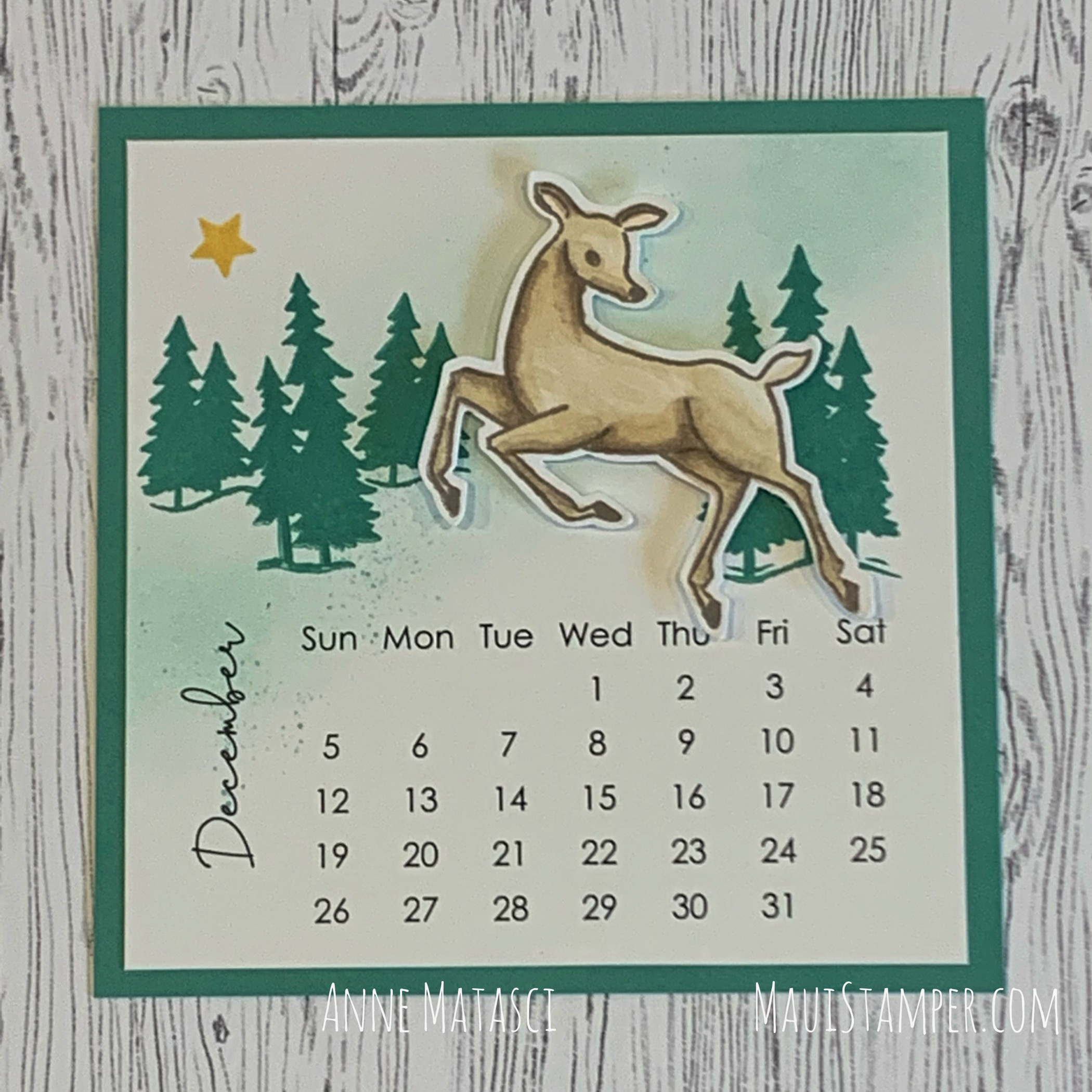 Maui Stamper Stampin Up Peaceful Deer 2021 DIY Easel Calendar 